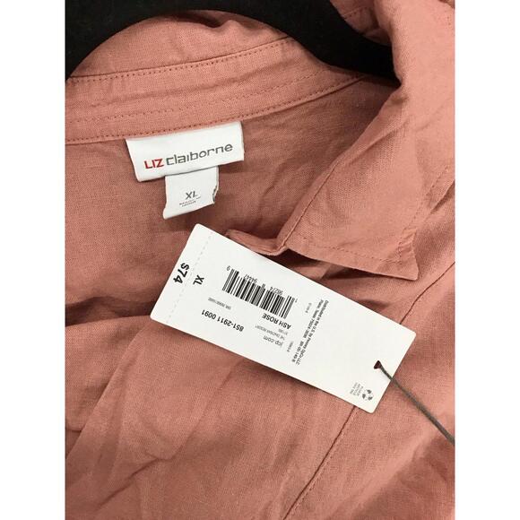 Liz Claiborne ash rose long utility woven dress size XL new buttoned jcp - Picture 6 of 6